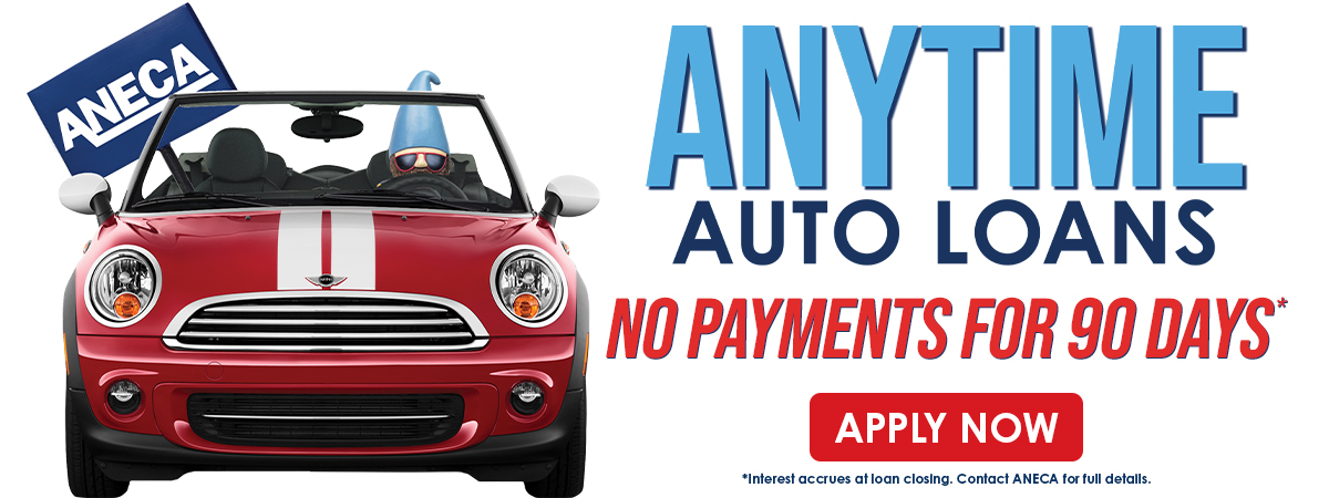 Aytime Auto Loan. New, Used, Refinance. Low rates plus no payments for 90 days. Apply Now.