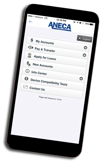 Aneca mobile app screenshot